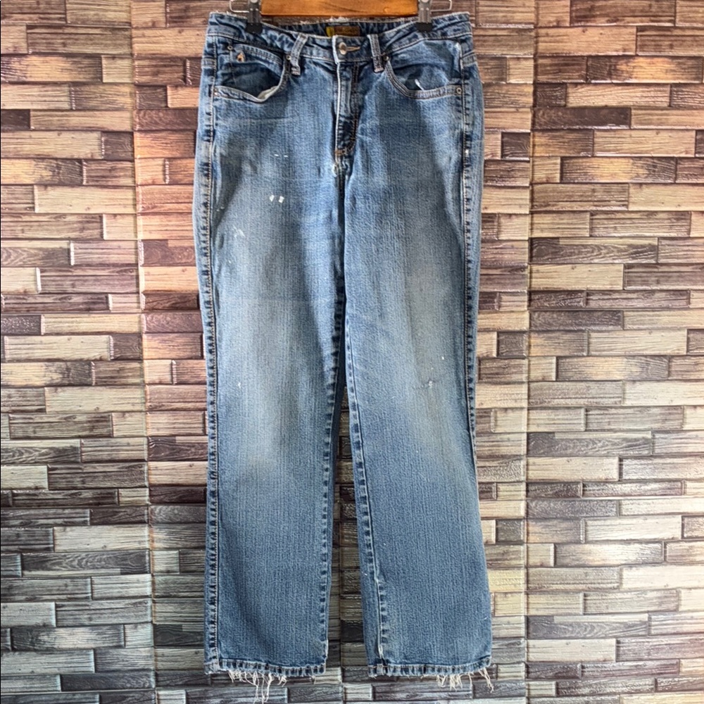 Vintage Aura Blue Denim with Yellow Stitching 28x30 Some Natural Distressing